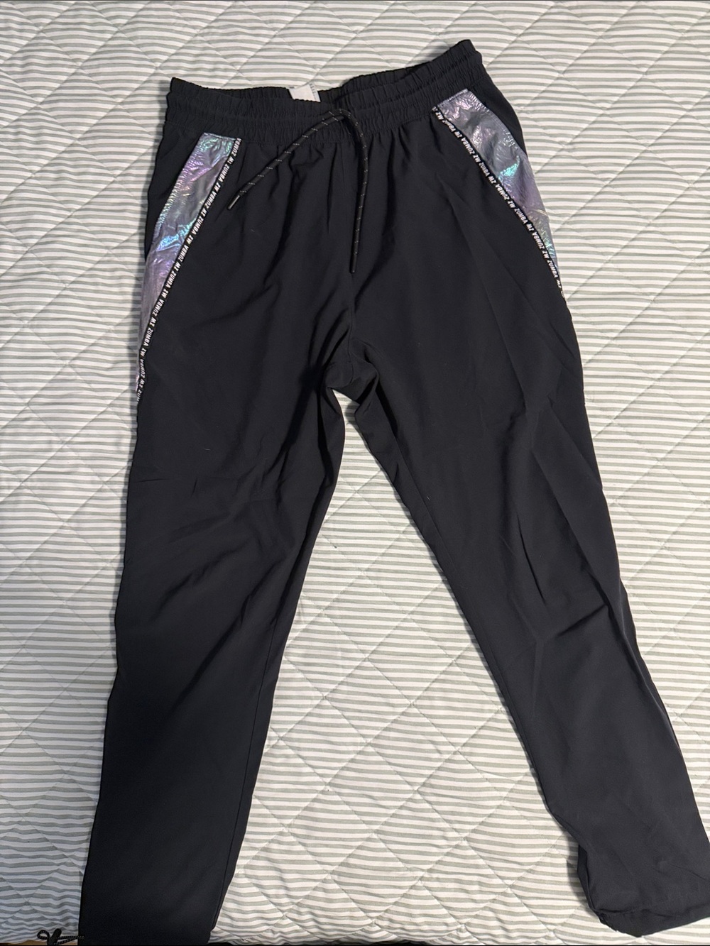 Unisex Zumba Fitness Black Jogger Pants with Iridescent Pocket Trim